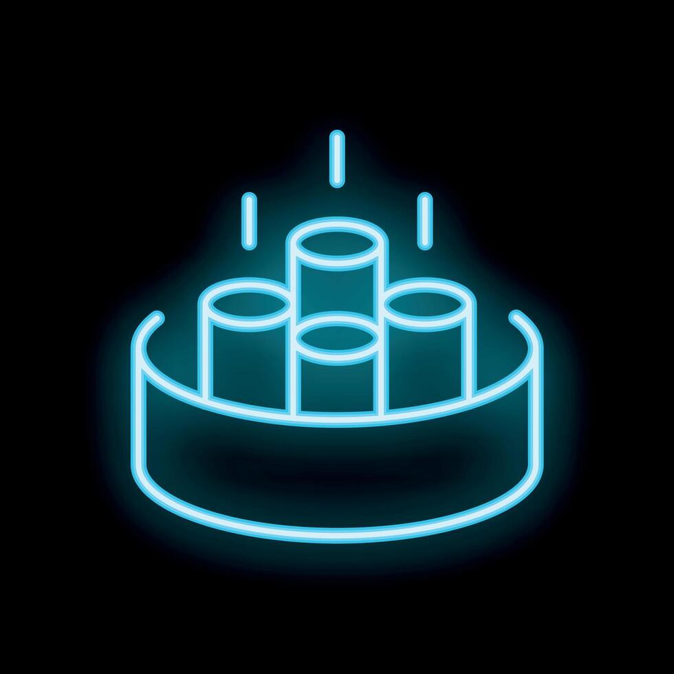 Neon icon of fiber optic cables transmitting data vector