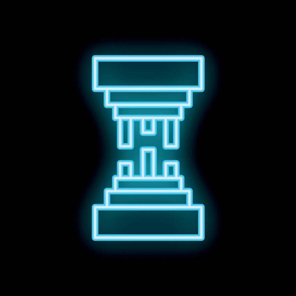 Neon sign of hydraulic press machine crushing object vector