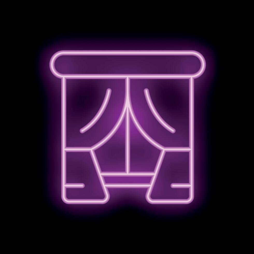 Neon stage curtain shining in purple light on black wall vector