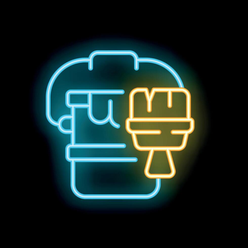 Neon sign of paint can and brush illuminating the night vector