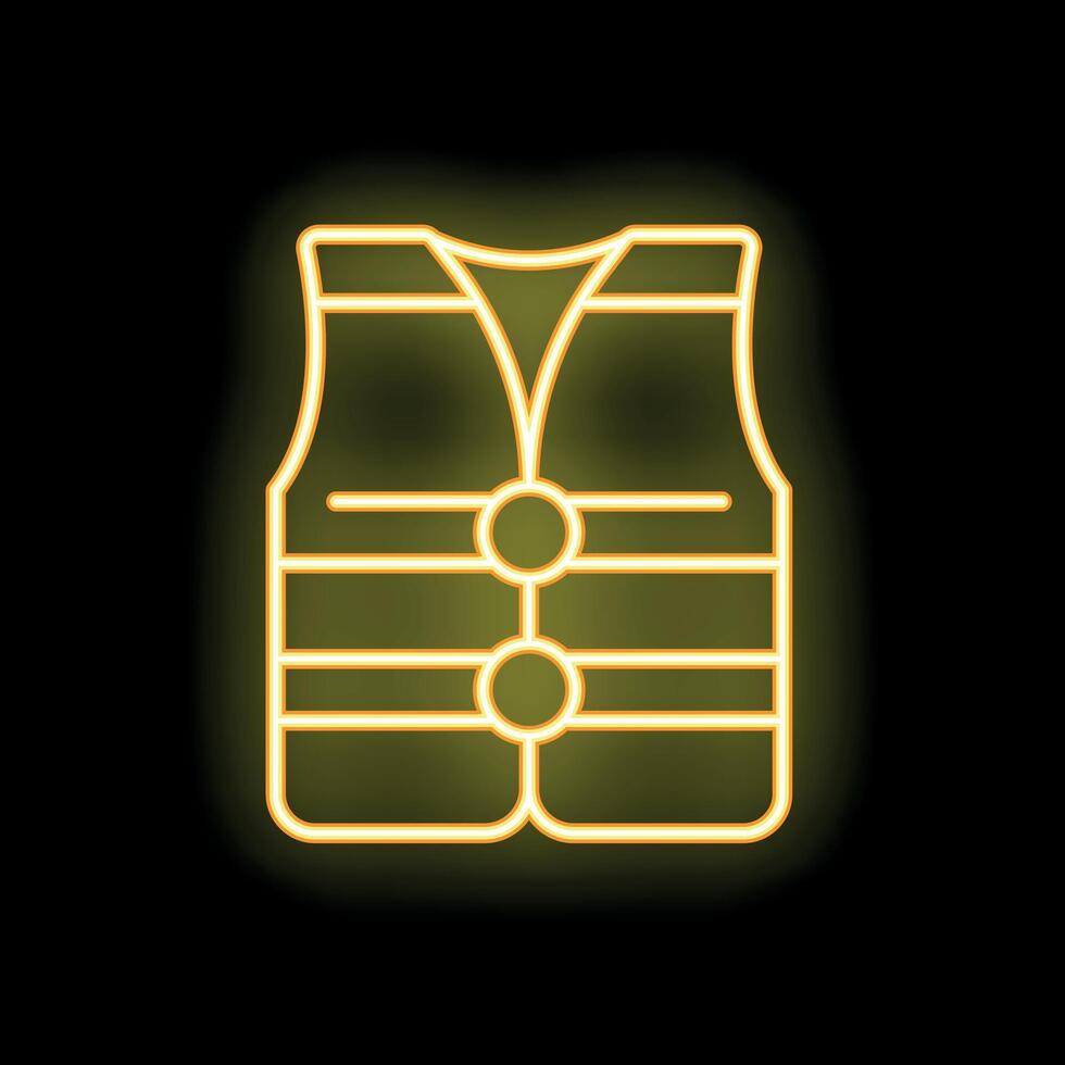 Glowing neon safety vest icon for construction workers vector