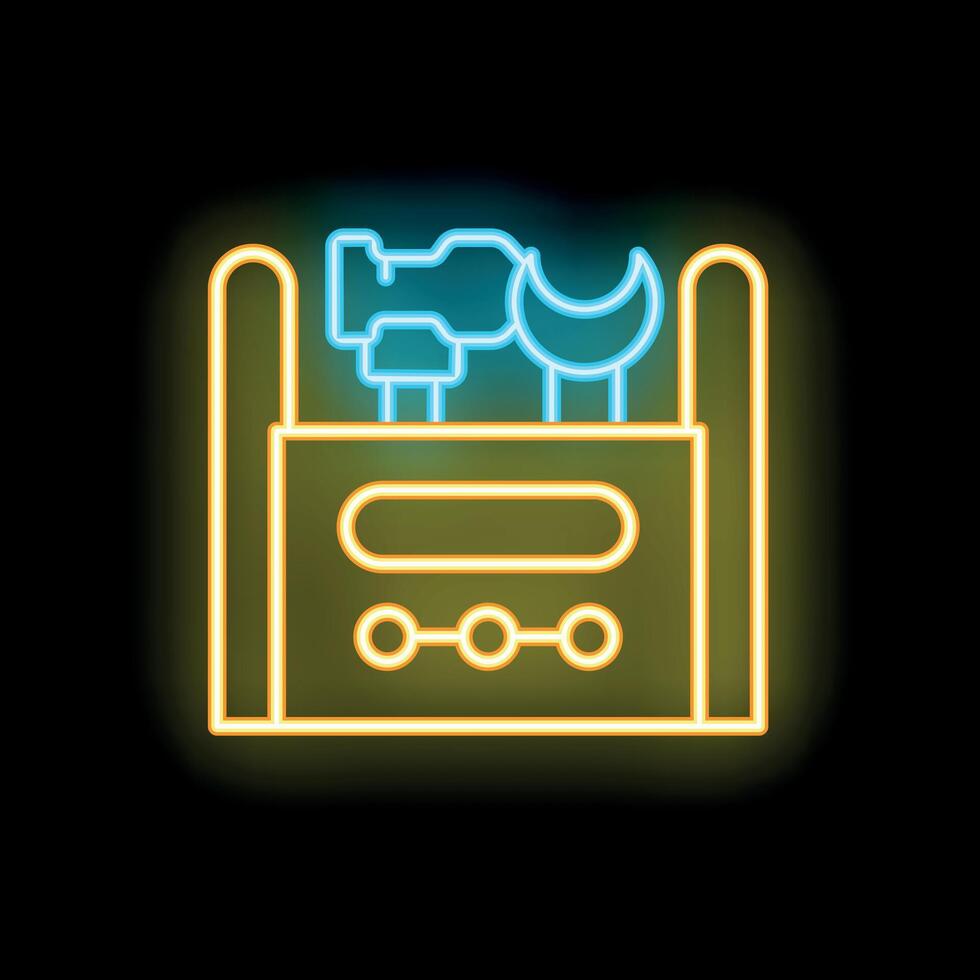 Glowing neon line icon of a toolbox with tools, representing repair and service concepts vector