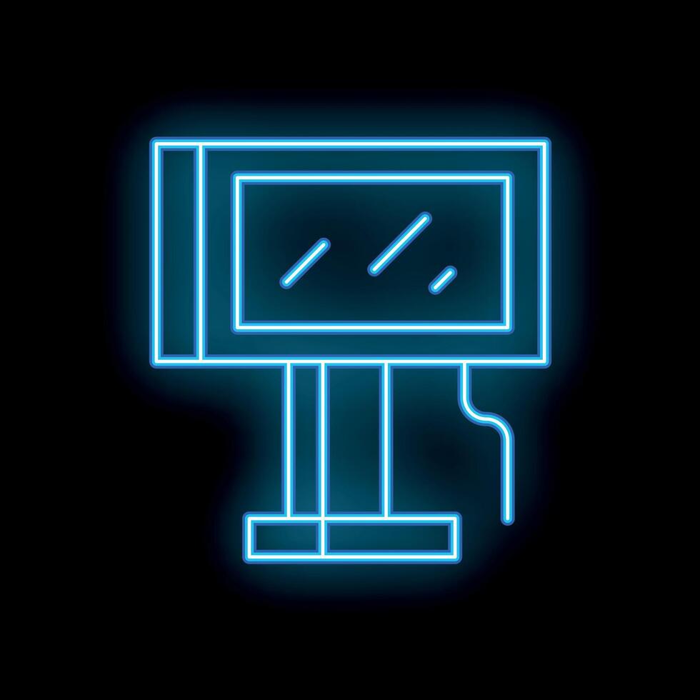 Blue neon billboard showing advertising message on black background vector