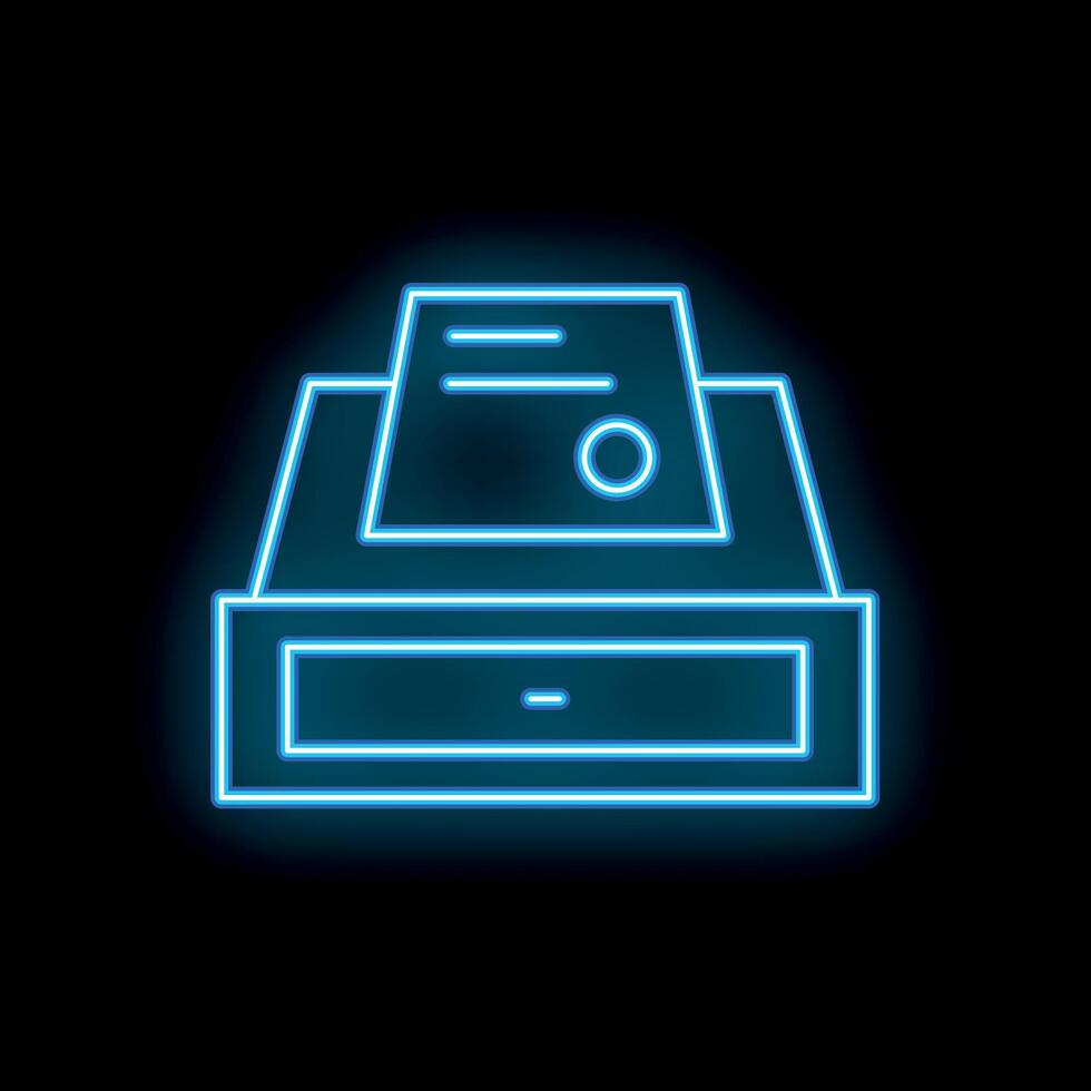 Glowing blue neon icon of a voting booth on a black background vector
