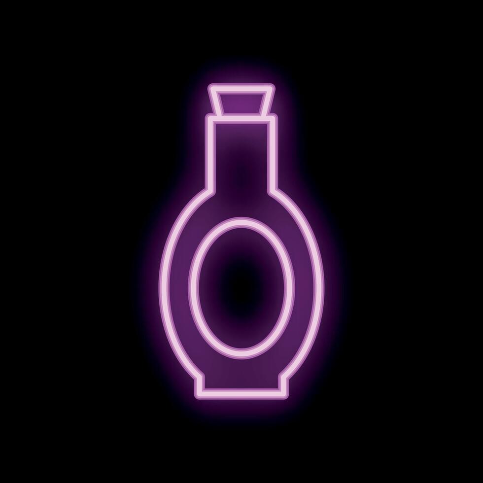 Neon sign of a bottle with a cork on a black background vector