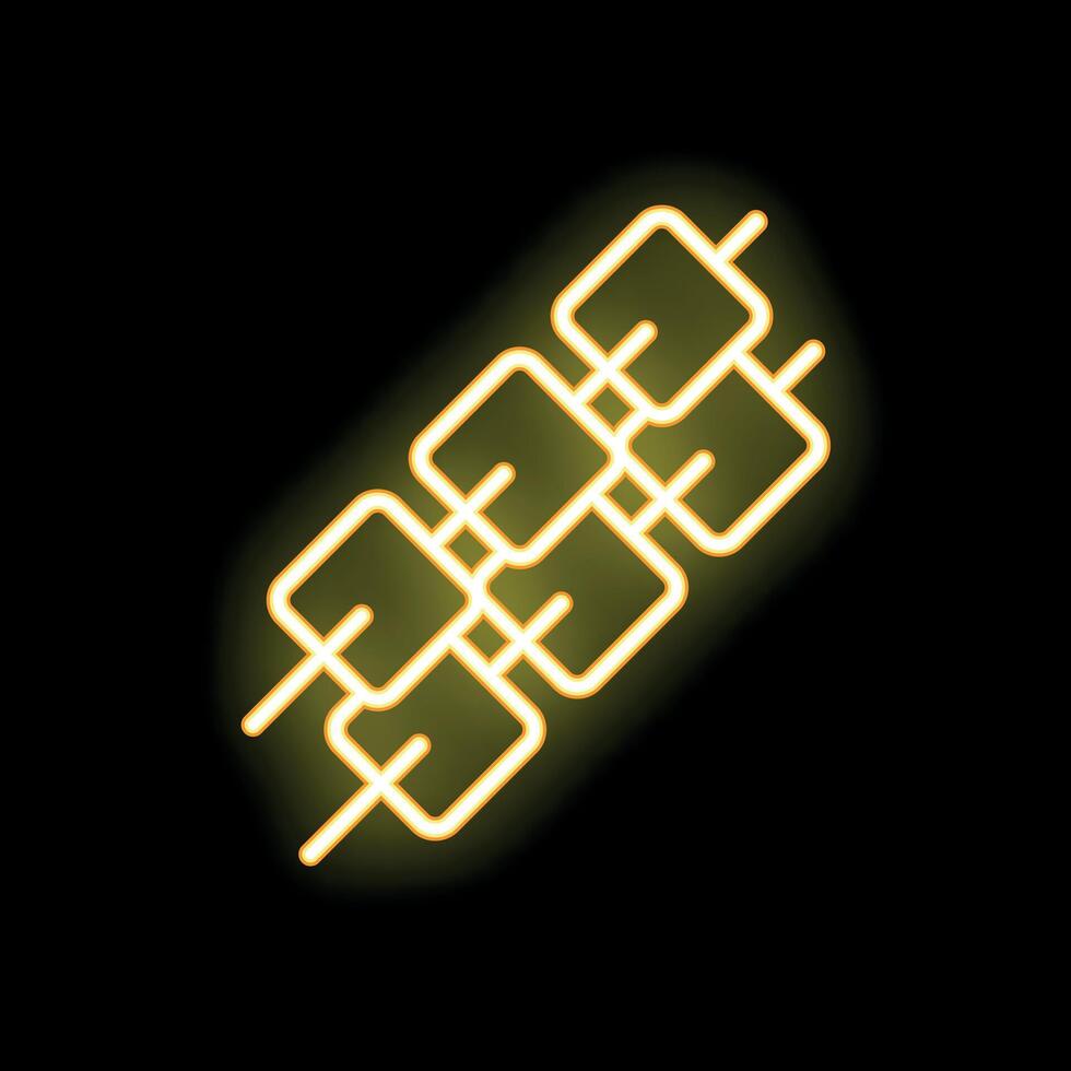 Yellow neon skewer glowing on black background vector
