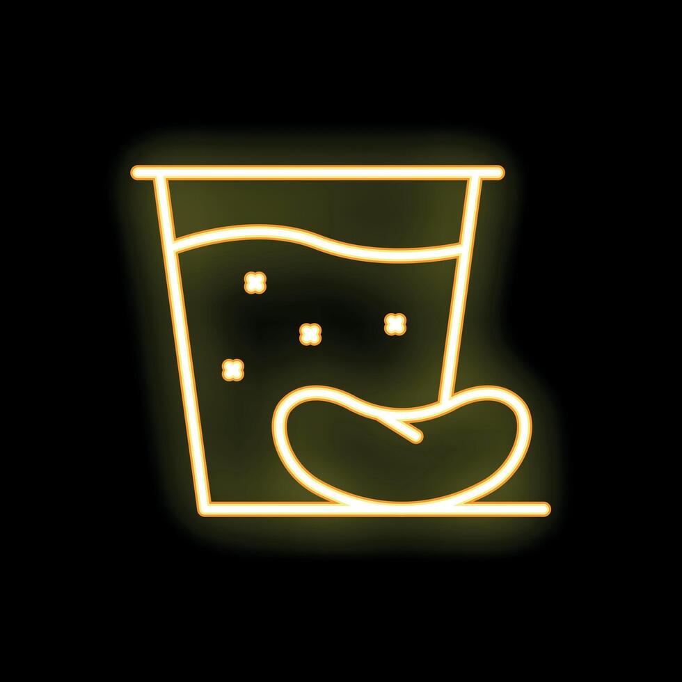 Neon sign of a cocktail with a pickle, glowing in the dark vector