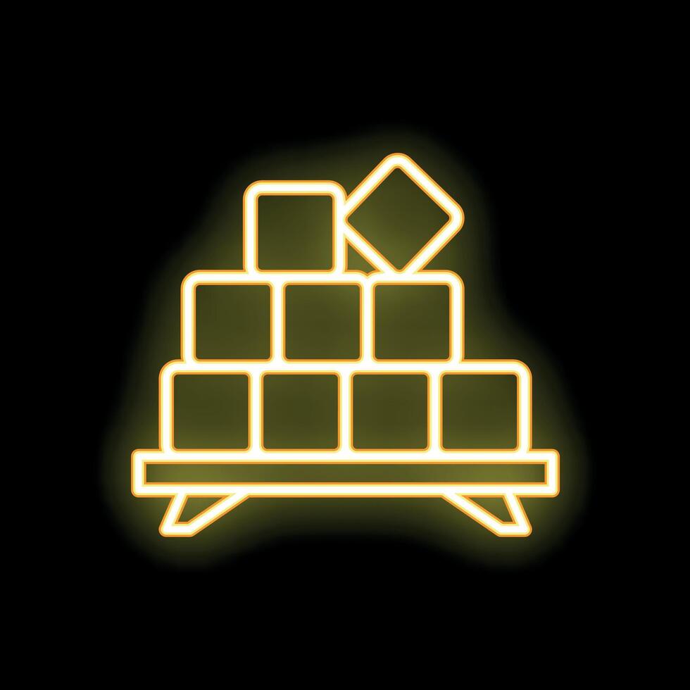 Neon sign of cubes forming a pyramid on a platform vector
