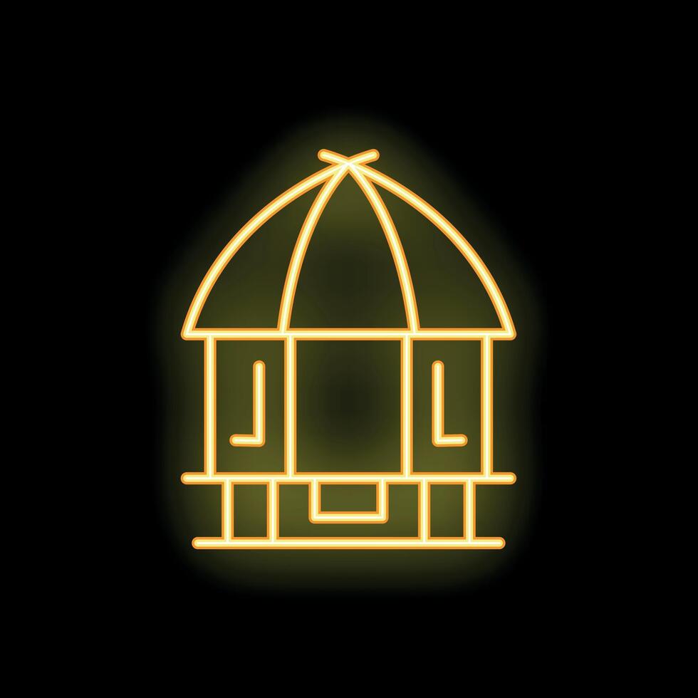 Neon yellow bird cage shining in the dark vector