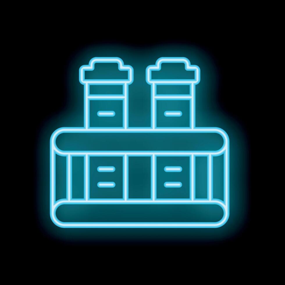 Blue neon sign of a coffee machine making two drinks in a cafe vector