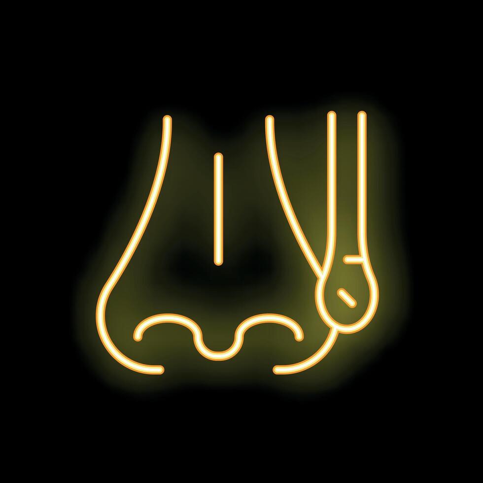 Neon icon of nose picking bad habit vector