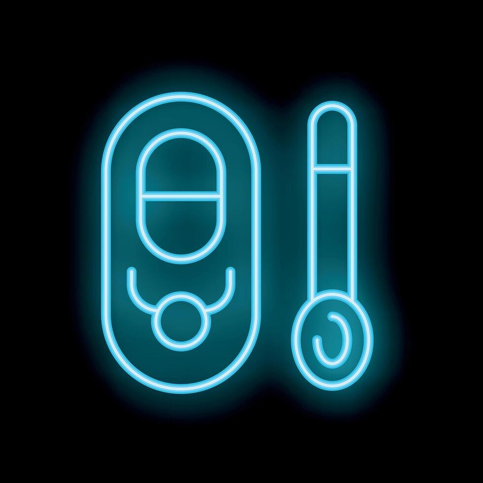 Neon icon of baby monitor and thermometer for safety and healthcare vector
