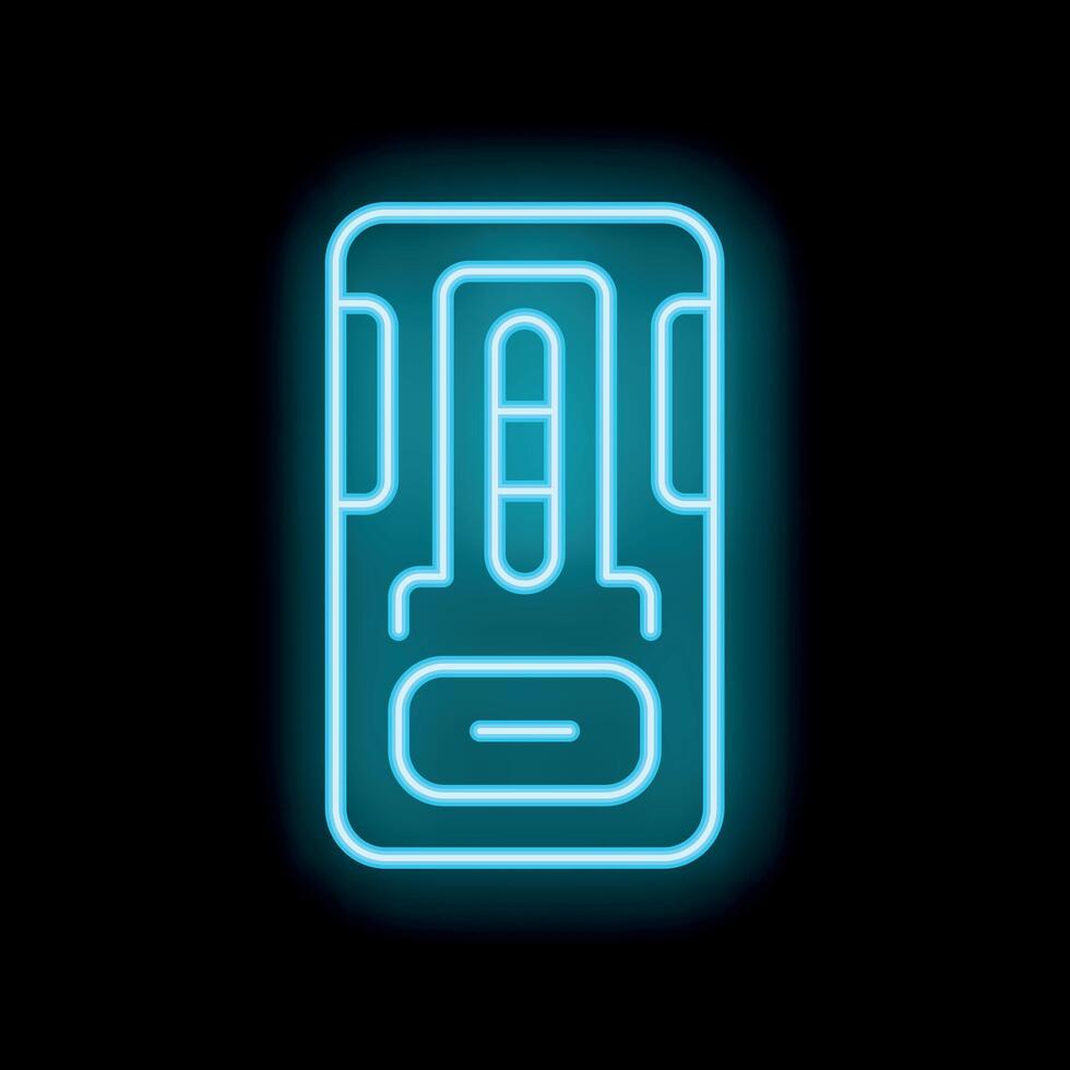 Blue neon sign of coffee machine with cup over black background coffee maker concept illustration in neon style vector