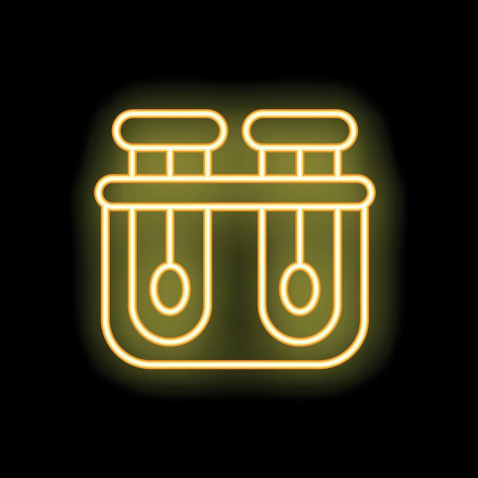 Neon icon of newton's cradle balancing balls on black background vector