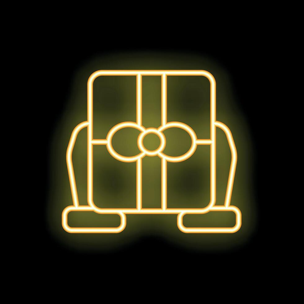Neon yellow giftbox glowing on dark background vector