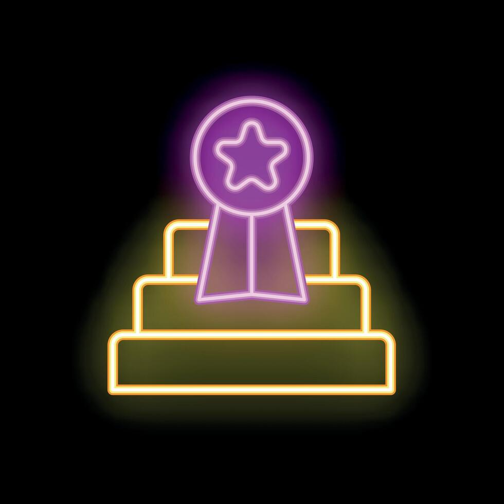 Neon sign representing reaching success through a step by step process vector