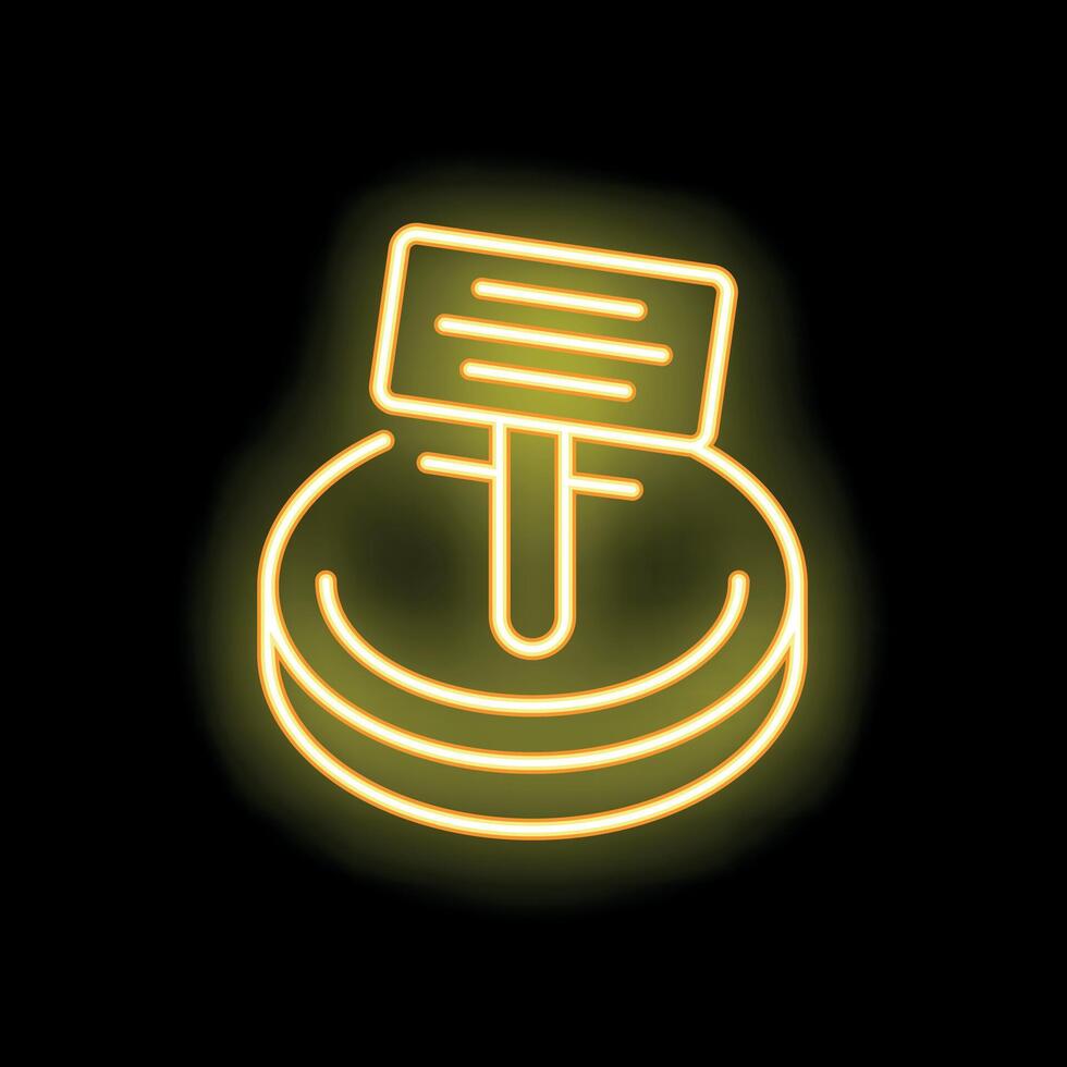 Neon sign showing a sign standing on a coin vector