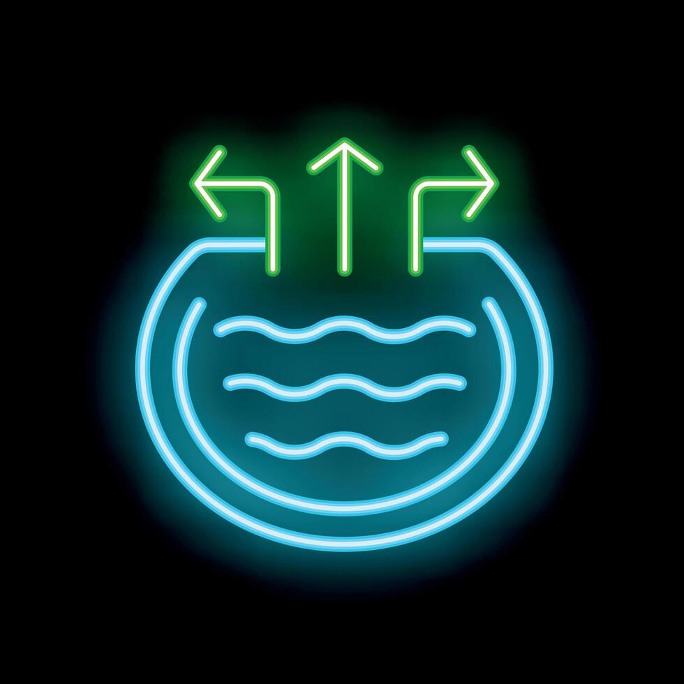 Neon icon of water evaporation condensation and precipitation cycle vector