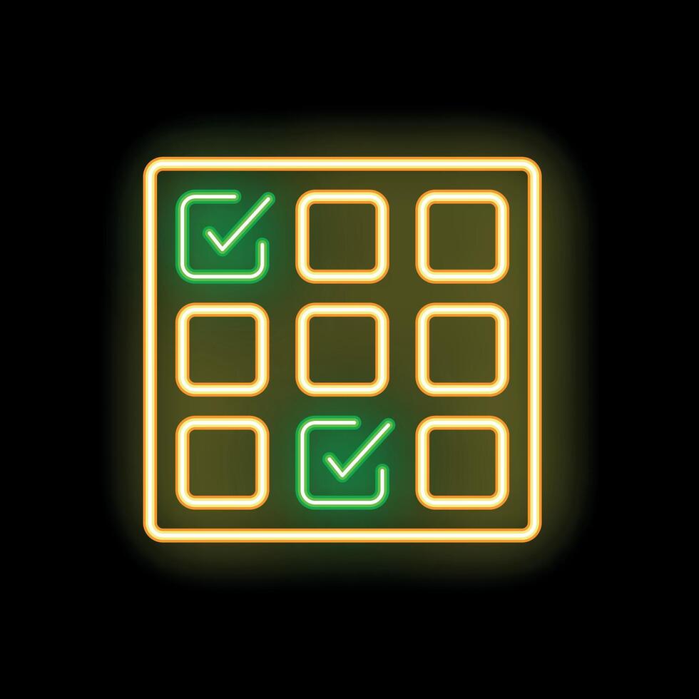 Glowing neon line checklist icon isolated on black background vector