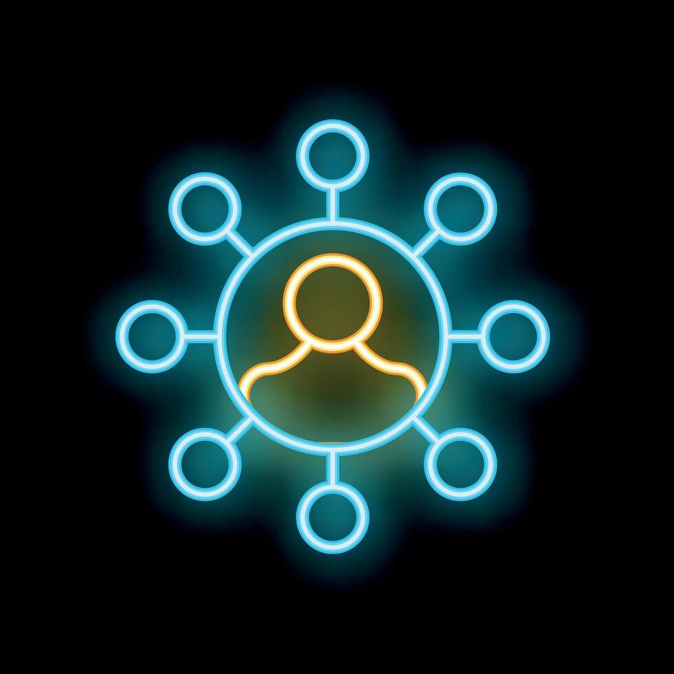 Neon icon of a person connecting with a network vector