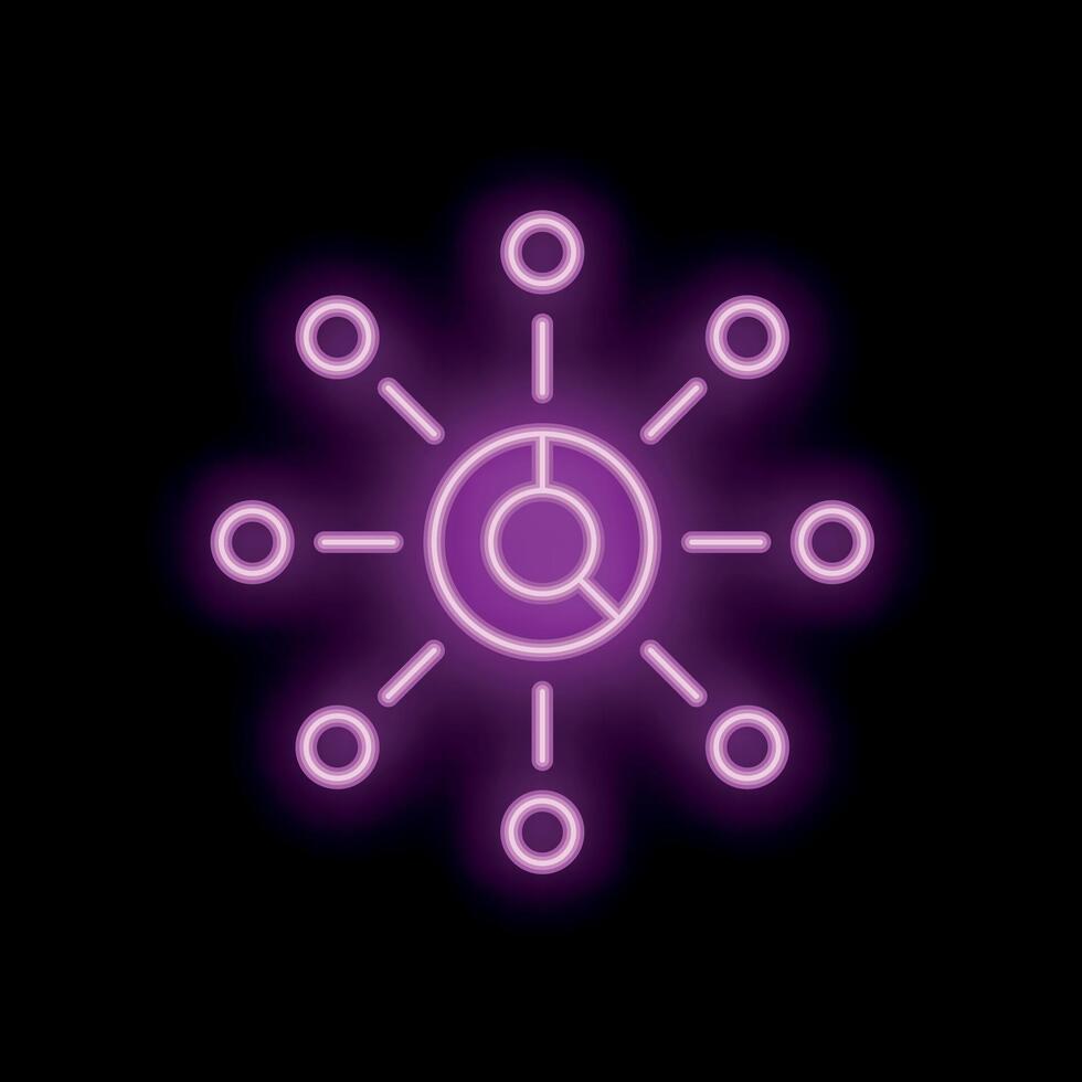 Neon style icon showing data connecting to network vector