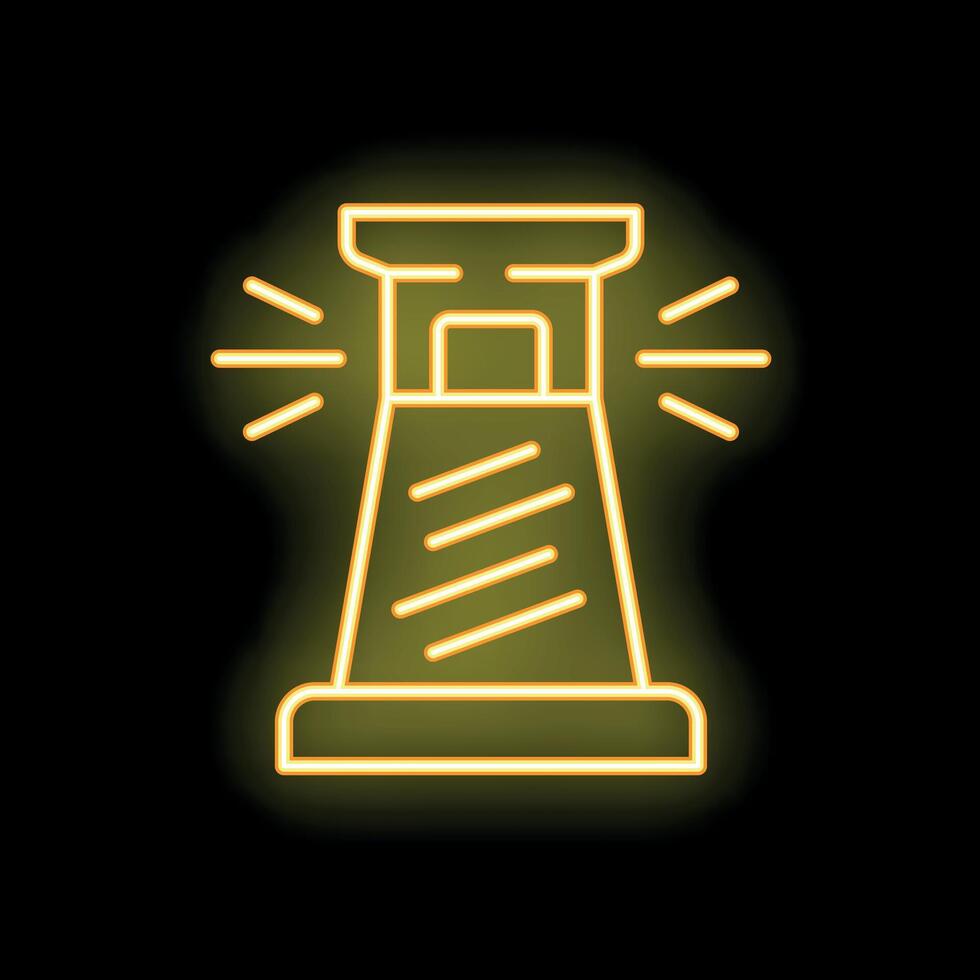 Neon yellow icon of a lighthouse beam shining through darkness vector