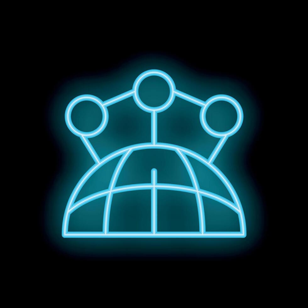 Neon icon of global network connecting world with satellites vector