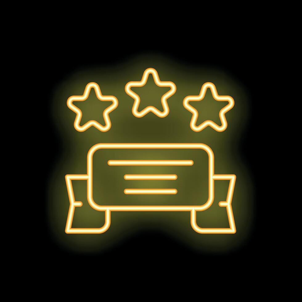 Neon sign representing five stars feedback with banner on black background vector