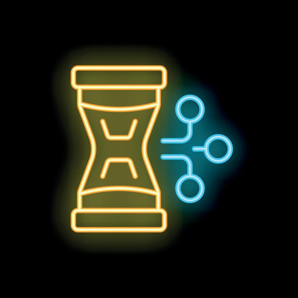 Neon icon of hourglass showing concept of time management vector