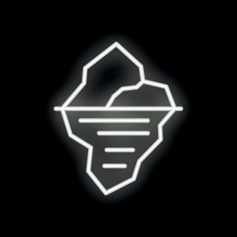 Neon style icon representing an iceberg floating on water with hidden depths vector