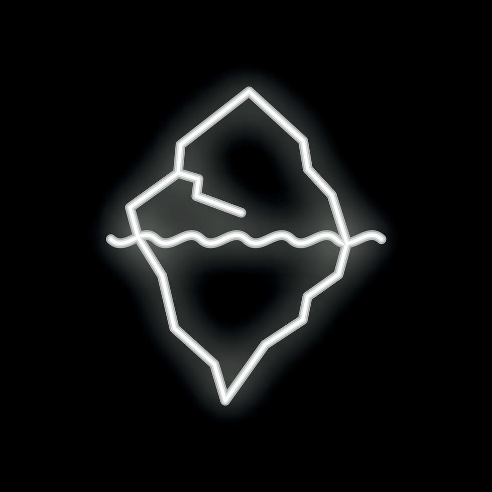 White neon sign of an iceberg floating in dark water vector