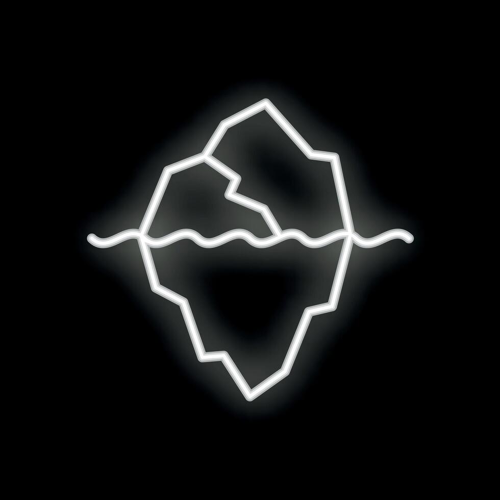 Neon iceberg floating on water surface with hidden part below vector