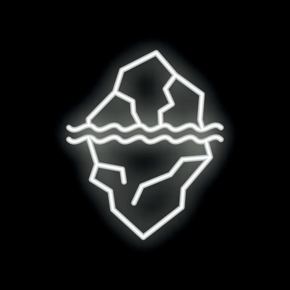 Neon iceberg floating with hidden danger below water line vector
