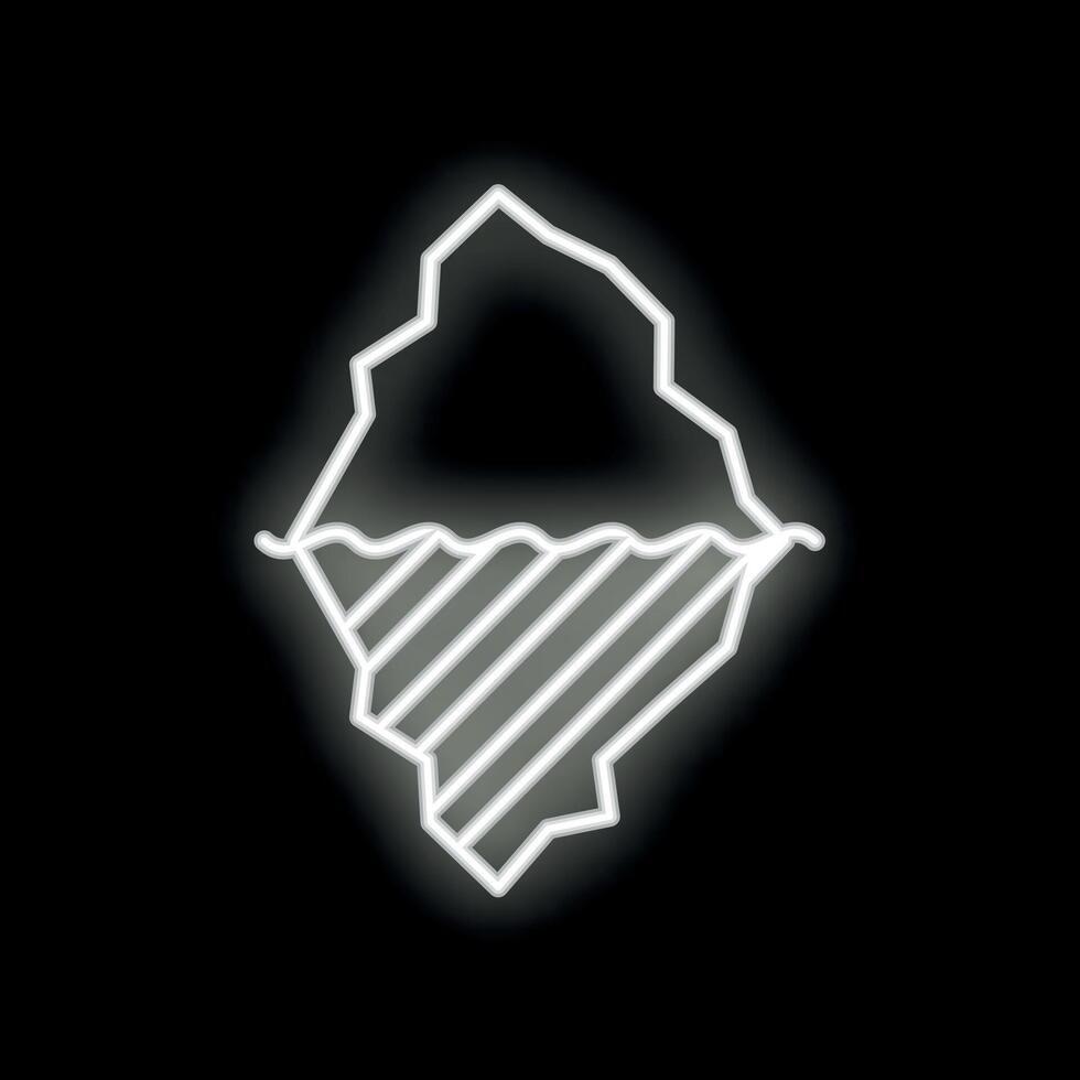 Neon style icon showing tip of the iceberg floating on water vector