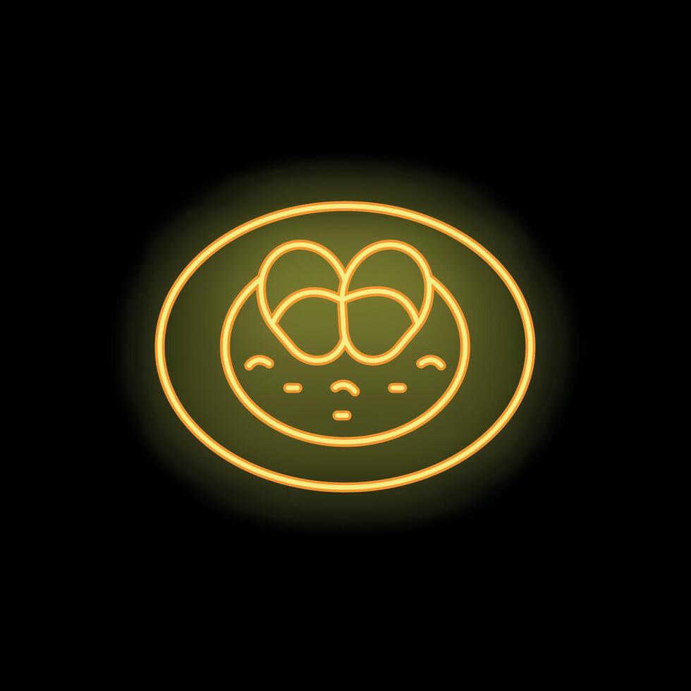 Neon sign showing a smiling kawaii meal on a plate vector
