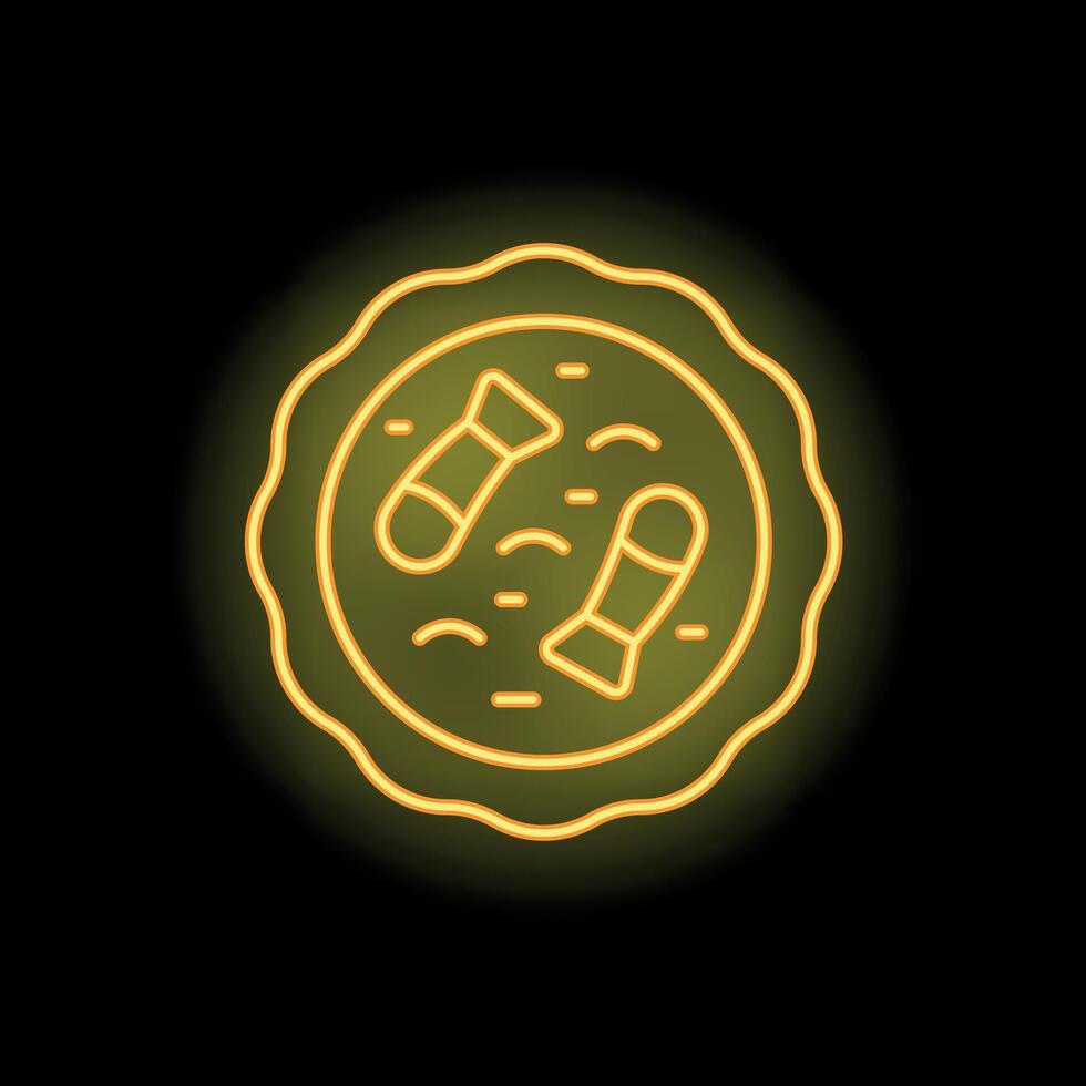 Neon sign showing petri dish with virus cells spreading vector