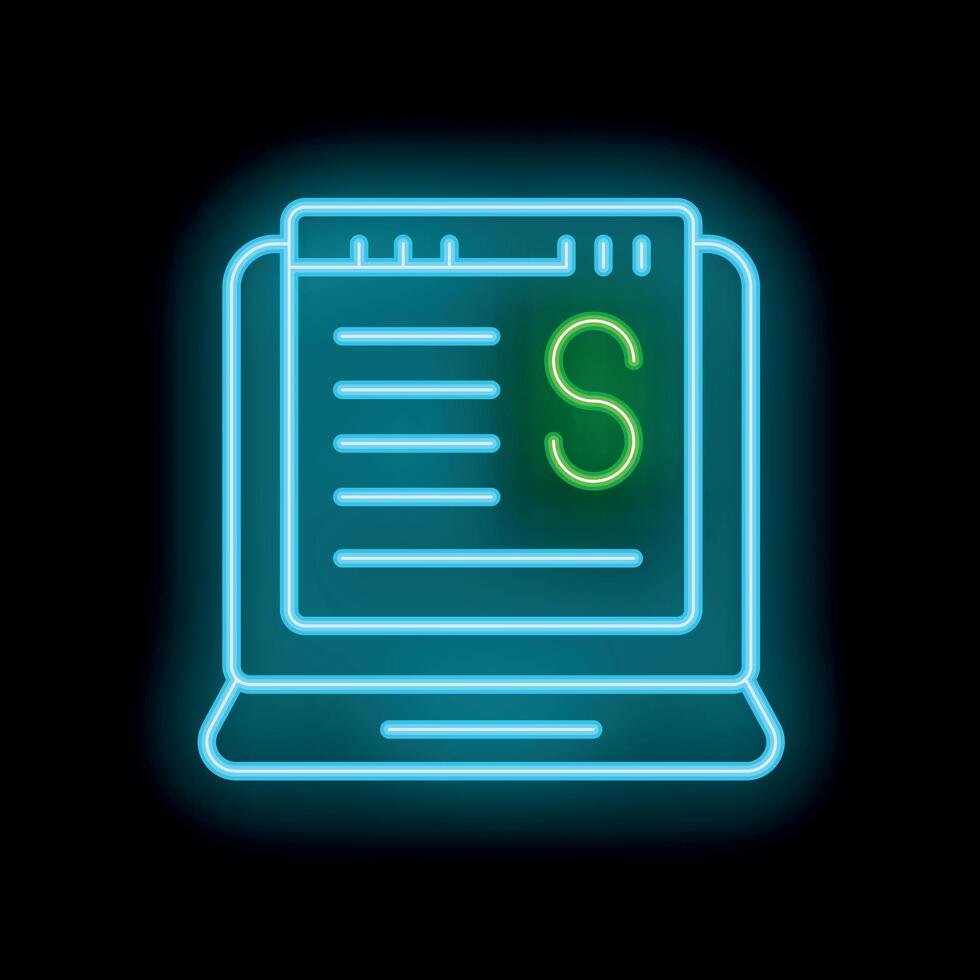 Neon online shop icon displaying dollar sign for e commerce vector