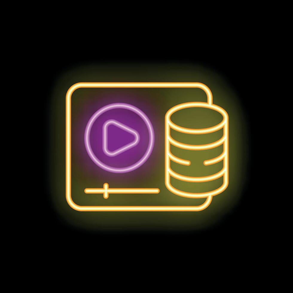 Neon icon of platform monetization representing earning with digital content vector