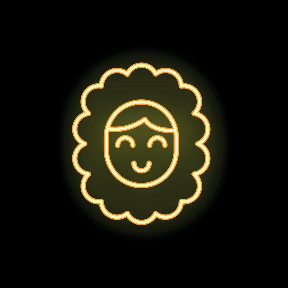 Yellow neon sign of a smiling face on a black background vector