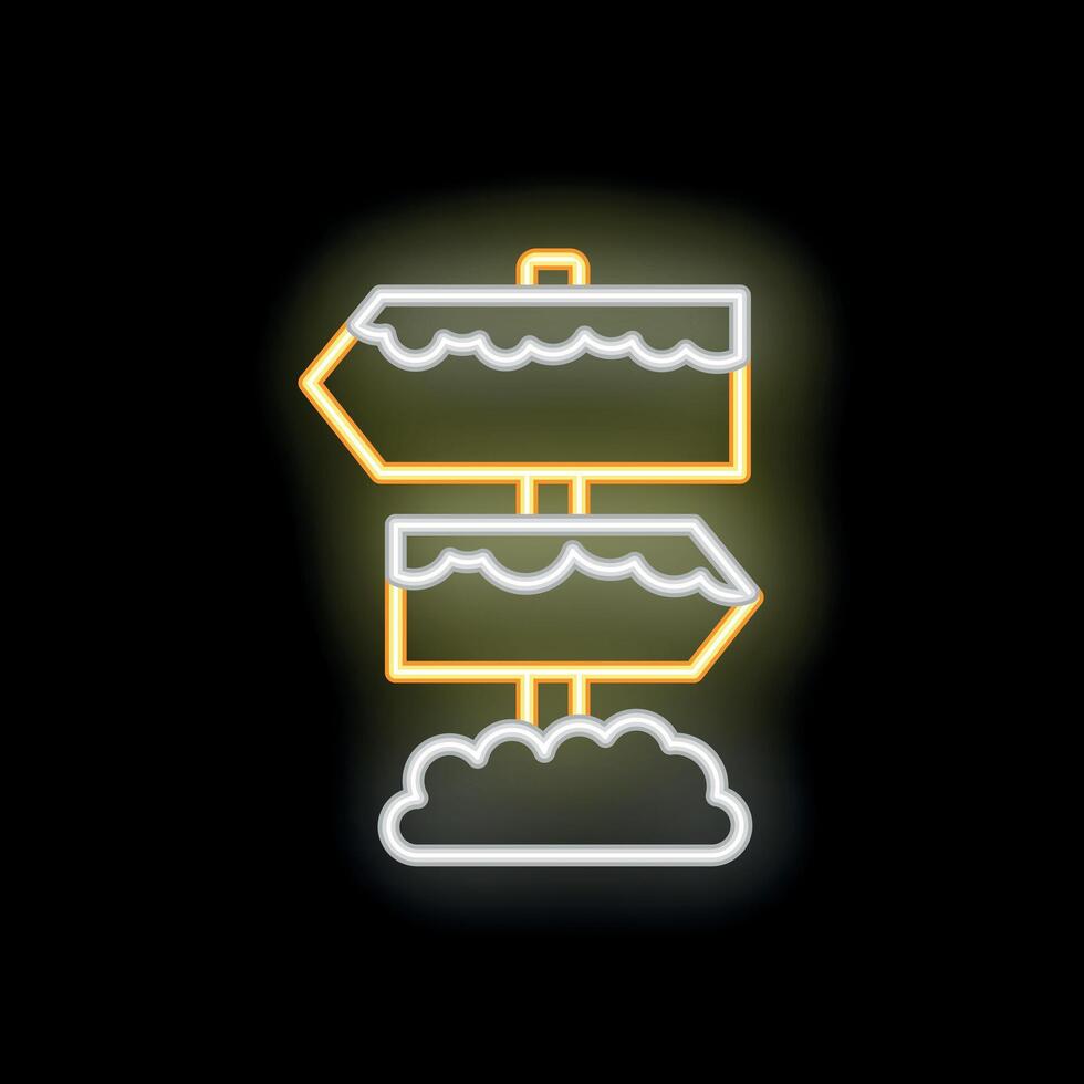 Neon sign pointing different directions on black background vector