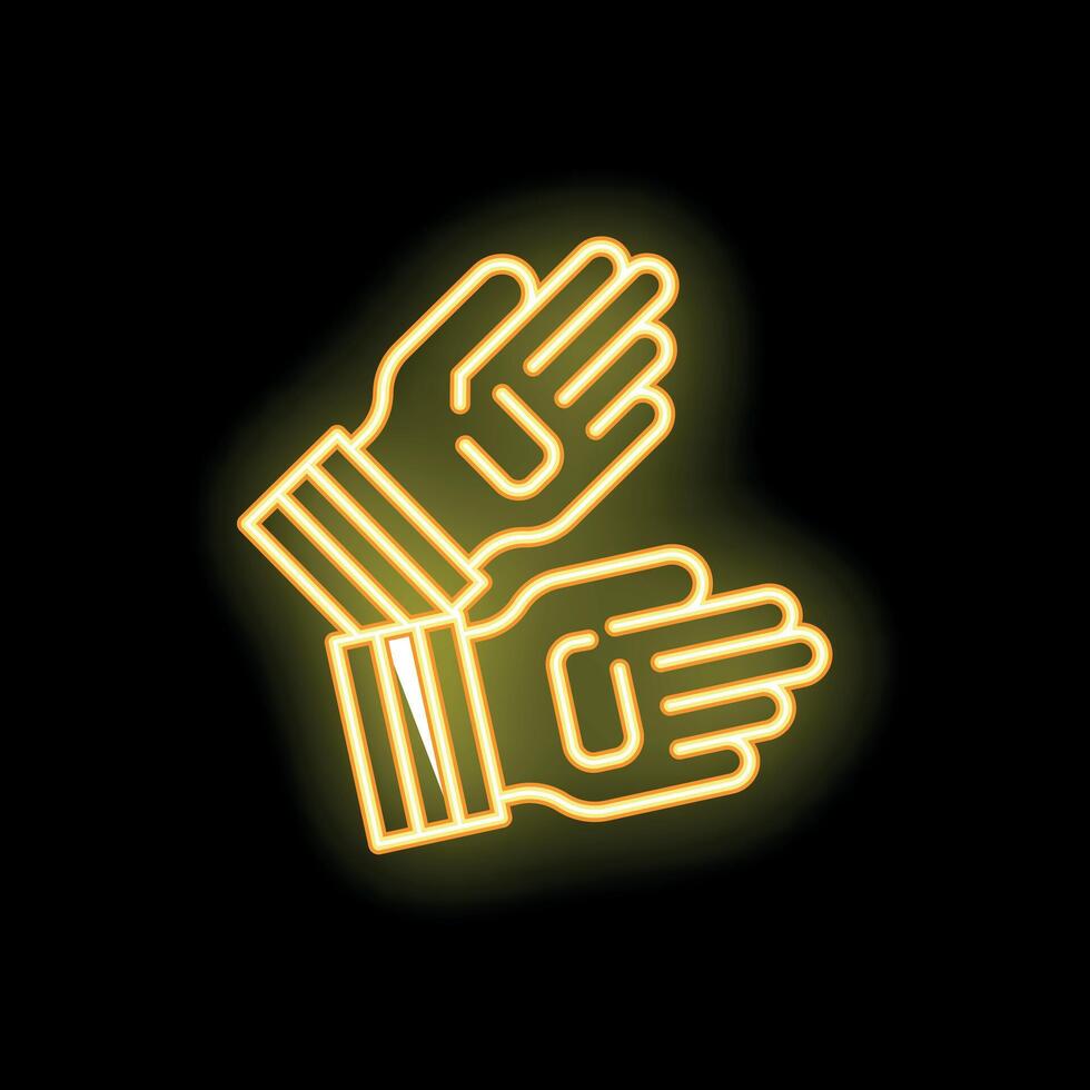 Glowing neon line icon illustration of working gloves vector