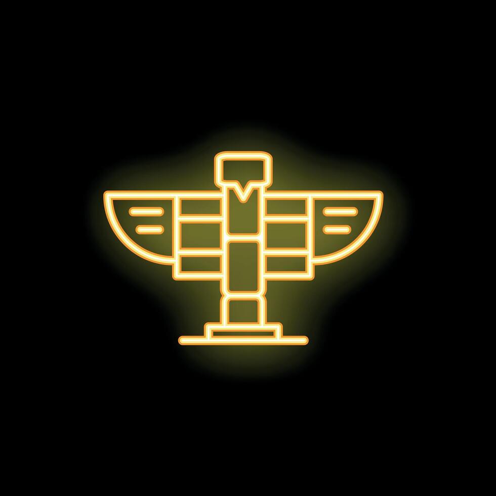 Neon totem pole shining bright on black background vector