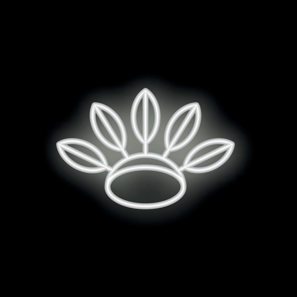 White neon sign of a plant growing from a circle on a black background vector