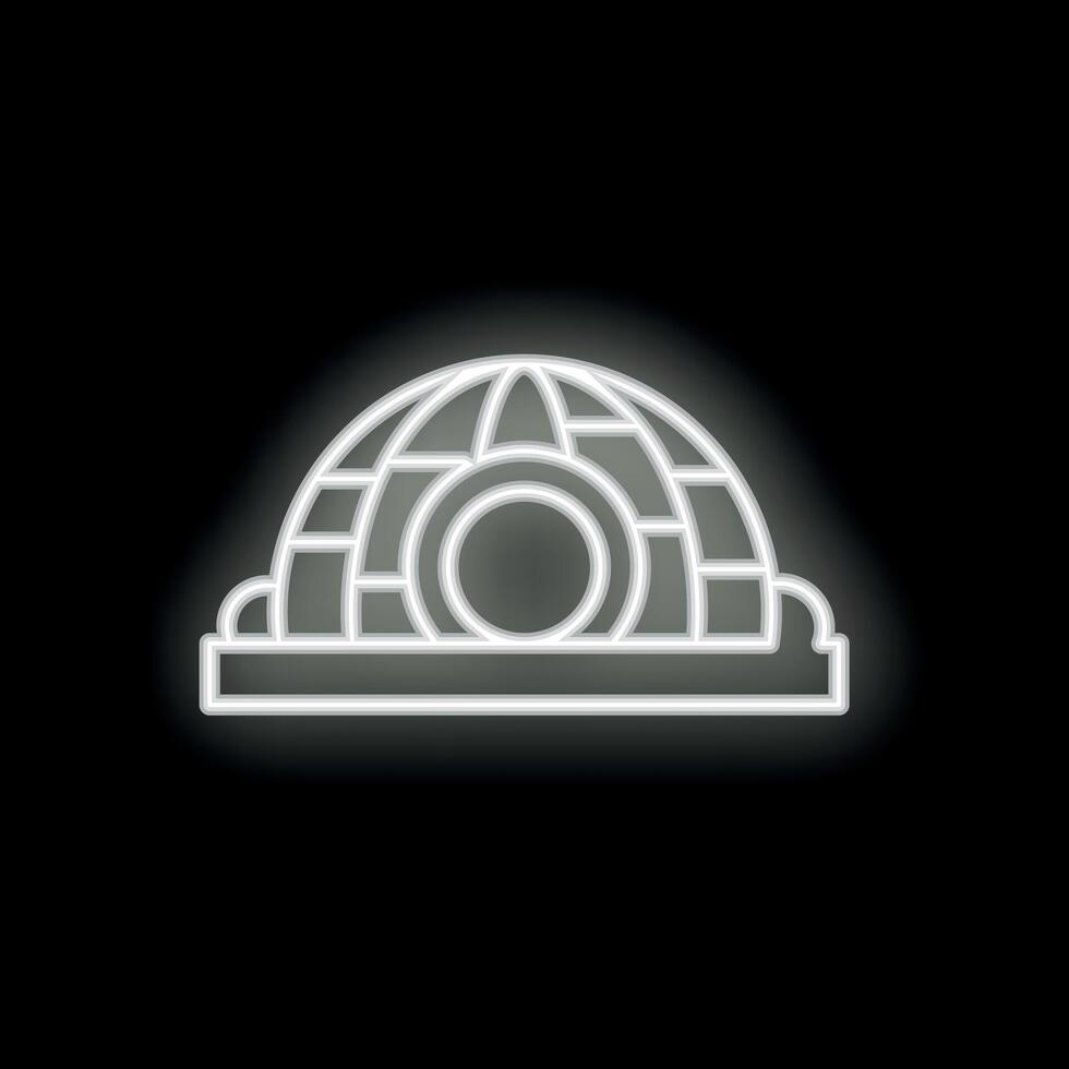White neon sign depicting an igloo on a black background vector