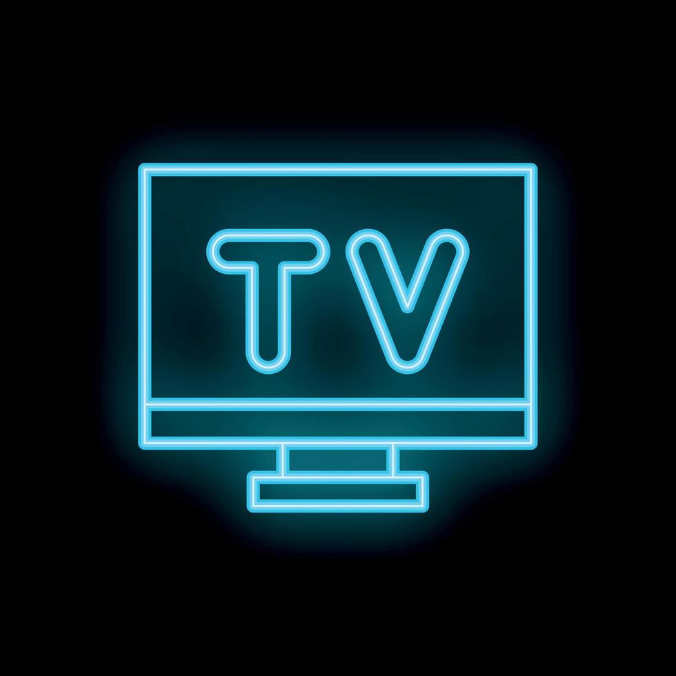 Neon tv logo is glowing on a black background vector