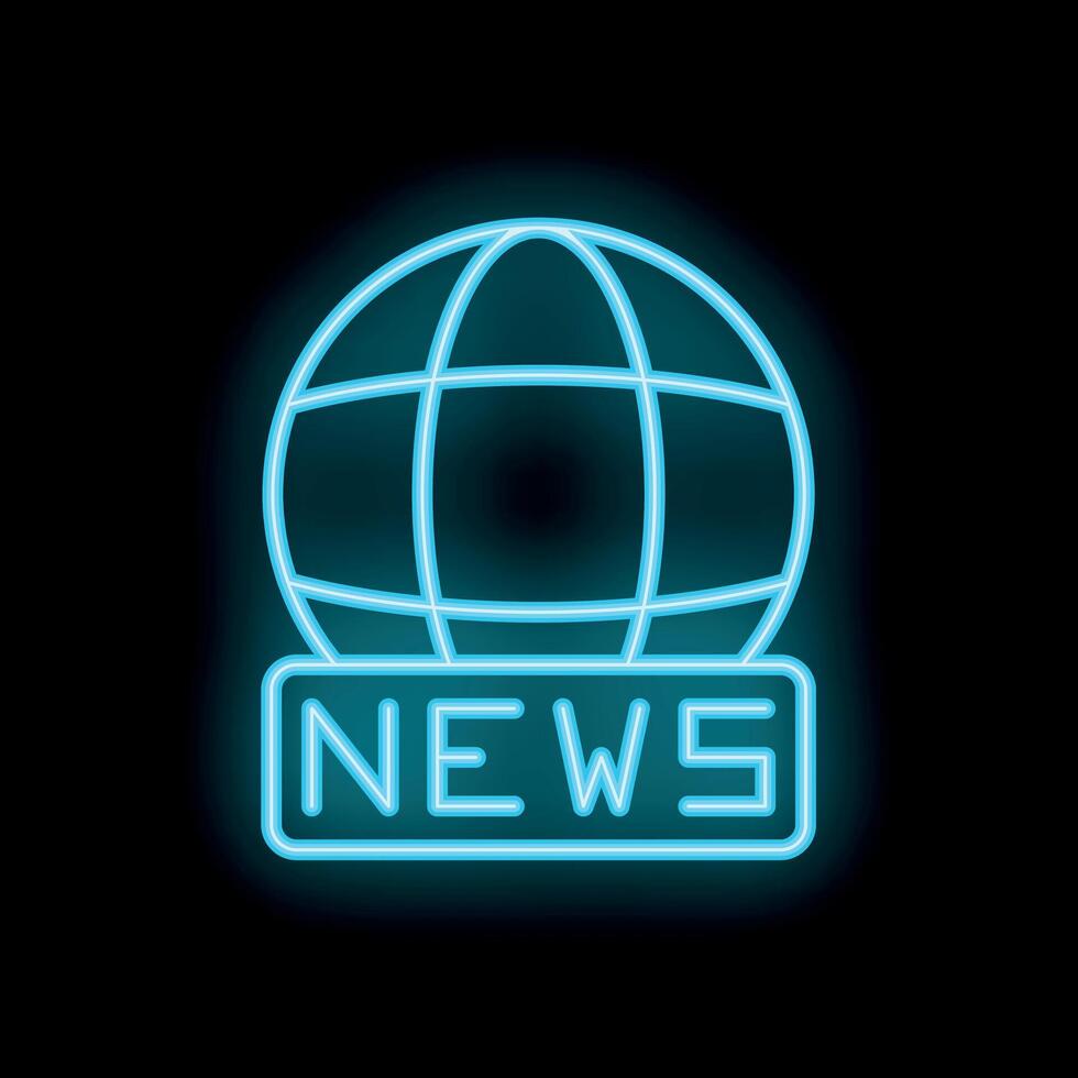 Neon globe icon representing global news update vector