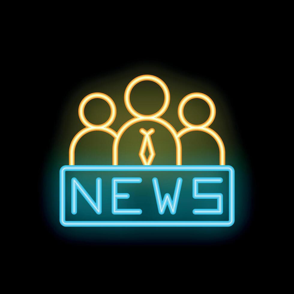 Neon sign showing news anchors presenting breaking news vector