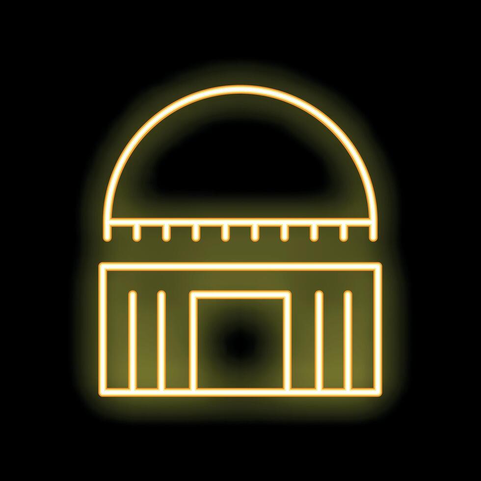 Glowing neon line astronomical observatory icon isolated on black background illustration vector