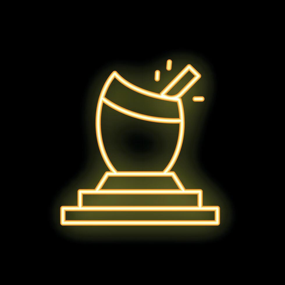 Neon sign of fresh coconut cocktail with straw on podium vector