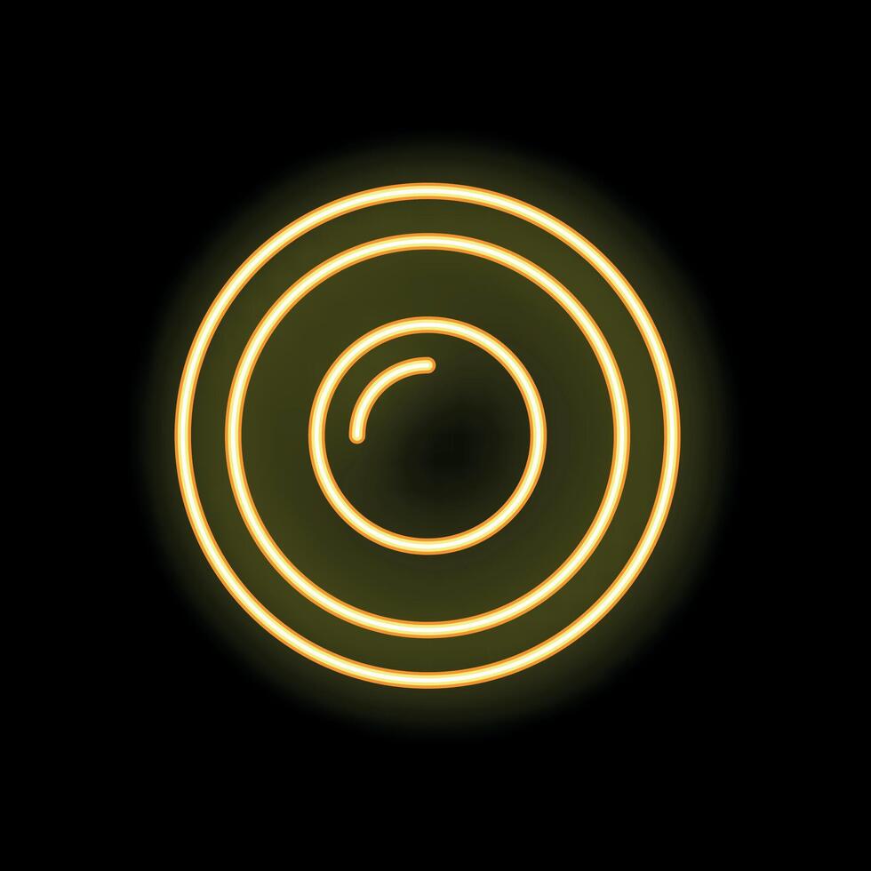 Glowing neon yellow circle on black background vector